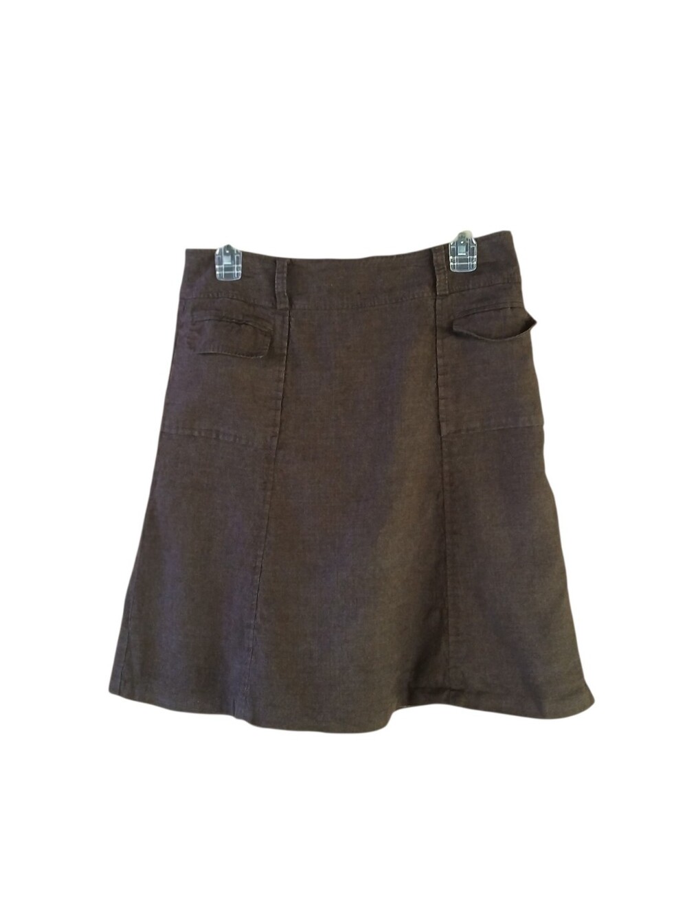 Talbots Brown A Line Linen Wool Silk Midi Skirt Size 8P